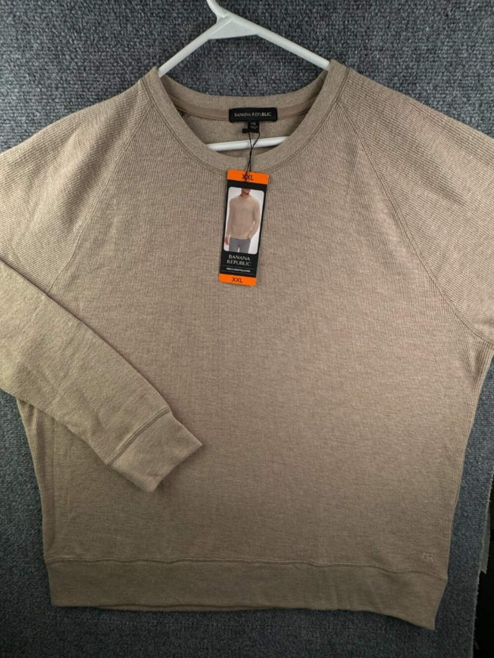 NWT Banana Republic Khaki Crew Neck Cotton Blend Pullover Sweater Mens 2XL